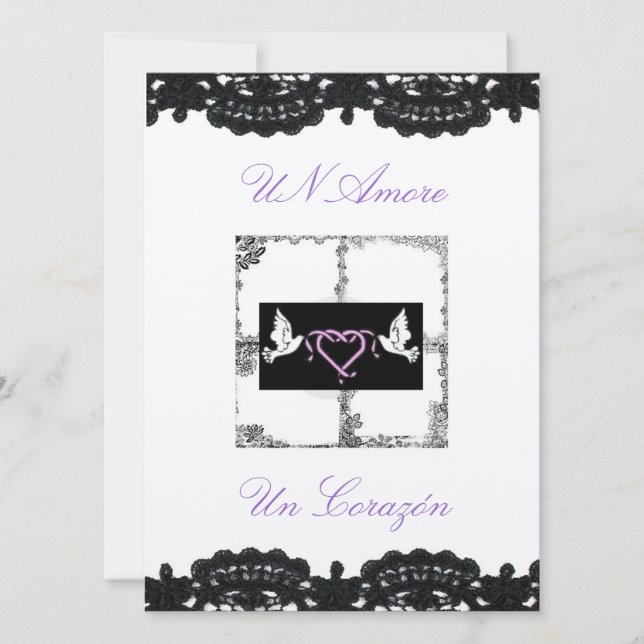 Spanish Wedding Invitation "Doves and Ribbons" (Front)