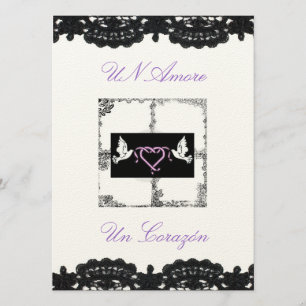 Spanish Wedding Invitation "Doves and Ribbons"