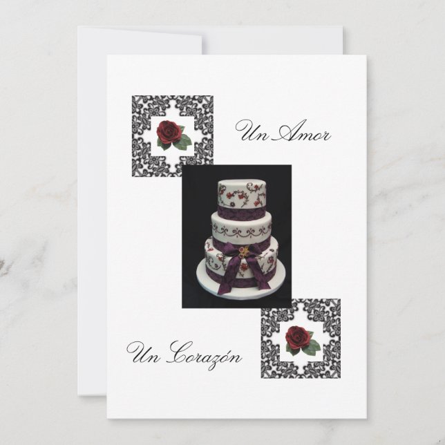 Spanish wedding invitation " Flowers& Cake" (Front)