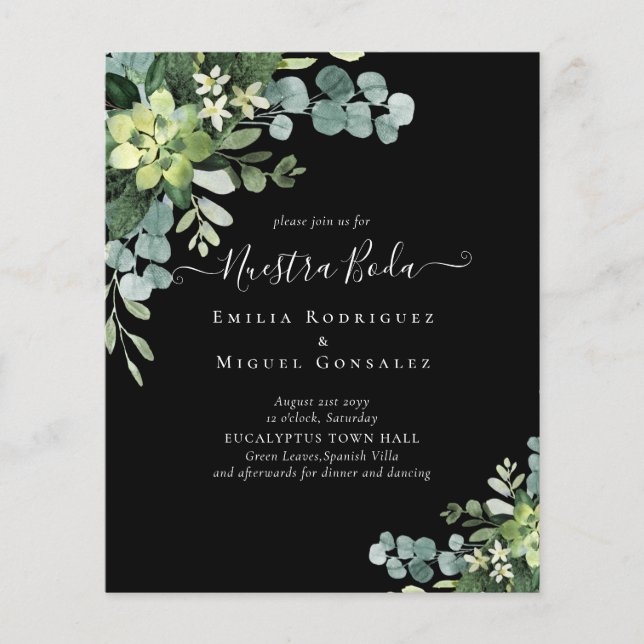 Spanish Wedding NUESTRA BODA Eucalyptus Greenery (Front)