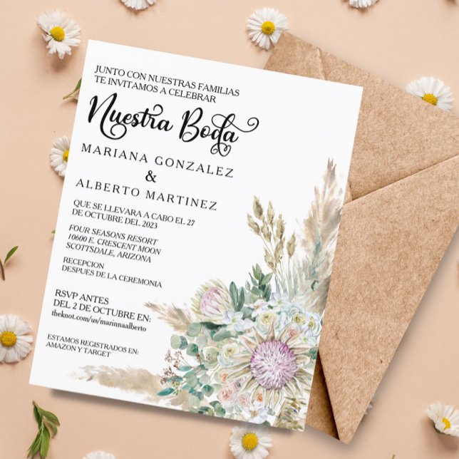 Spanish Wedding Nuestra Boda RSVP Budget Boho (Creator Uploaded)