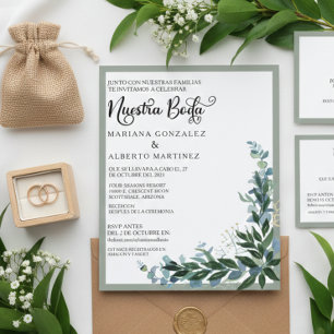 Spanish Wedding Nuestra Boda RSVP Eucalyptus 