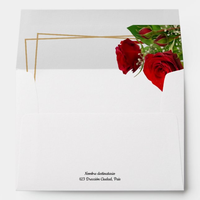 Spanish Wedding Printed Envelope Red Roses (Back (Bottom))
