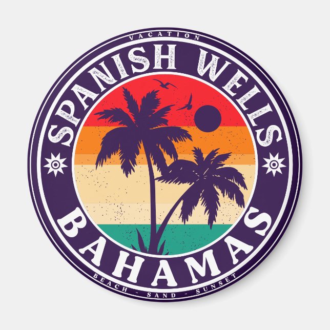 Spanish Wells Island Bahamas Souvenirs 60s Magnet (Front)