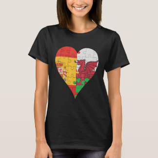 Spanish Welsh Flag Heart T-Shirt