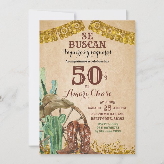 Spanish Western Cowboy Birthday Invitation (Front)