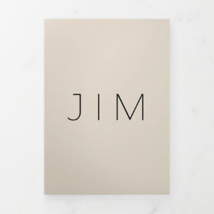 Spanish White Beige Formal minimal Wedding Tri-Fold Card