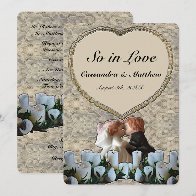Spanish White Bride & Groom Wedding Invitation (Front/Back)