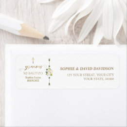 Spanish White Flowers Gracias Calligraphy Bautizo