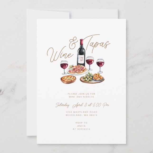 Spanish Wine and Tapas Mexican Invitation (Front)