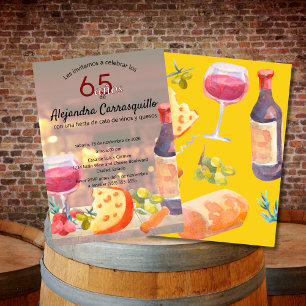 Spanish Wine & Cheese Tasting Fun 65th Birthday Invitation