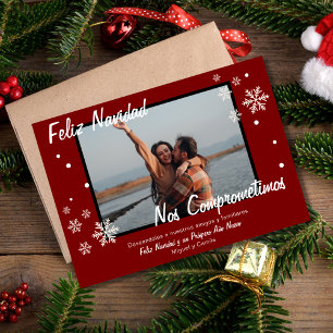Spanish Winter Engagement Red Snowflake Christmas Announcement