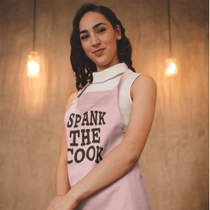 SPANK THE COOK VALENTINE'S DAY WIFE PINK Apron