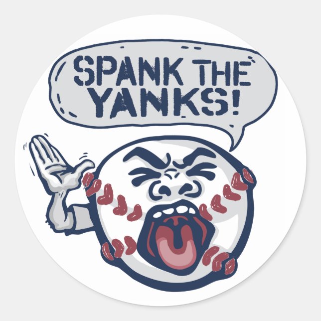 Spank the Yanks Outrageous Baseball Classic Round Sticker (Front)
