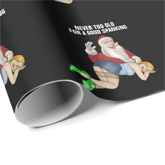 SPANKING SANTA CHRISTMAS WRAPPING PAPER  FOR WIFE (Roll Corner)