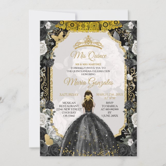 Spansih Girl Sweet 16th Birthday Invitation (Front)