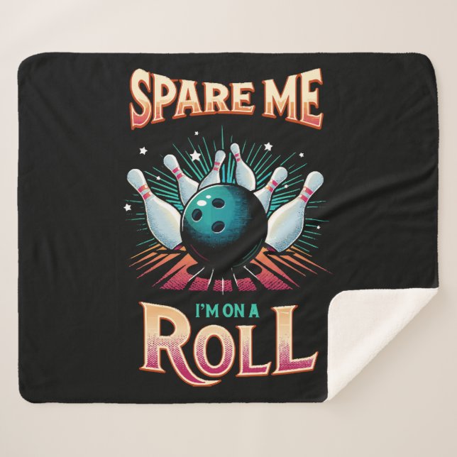 Spare Me Im on a Roll - Bowling Sherpa Blanket (Front (Horizontal))