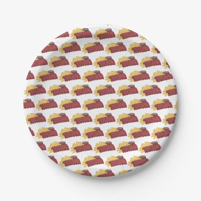 Spare Ribs BBQ Barbecue Barbeque Rib Cookoff Paper Plate (Front)