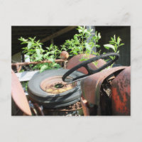 Spare Tire In The Seat Of A Scrap Tractor