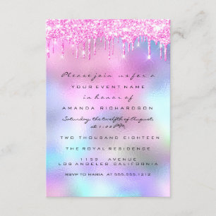 Spark Fuchsia Drips Pink Drips Bridal Sweet 16th Invitation