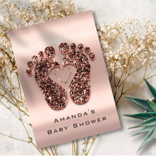 Spark Glitter Baby Shower Feet Rose Skin Blush VIP Invitation
