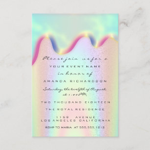 Spark Glitter Drips Holographic Bridal Sweet 16th Invitation