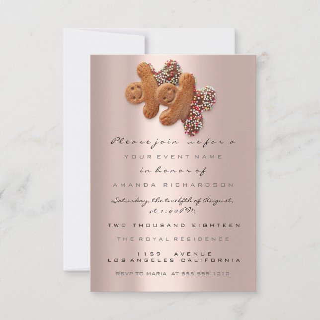 Spark Glitter Drips Rose Gold  Christmas Eve Invitation (Front)