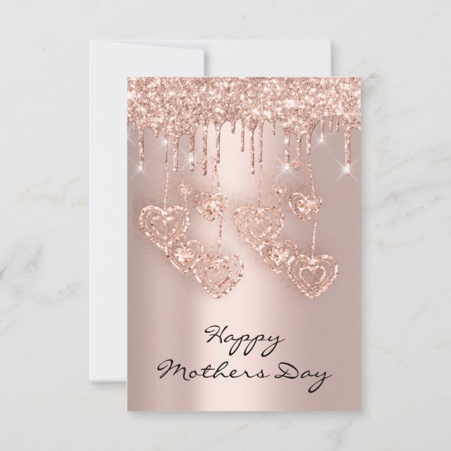 Spark Glitter Drips Rose Hearts Mothers Day Baby Invitation (Back)