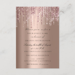 Spark Glitter Drips Rose Strings Bridal Shower Invitation