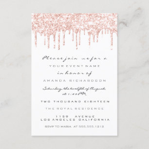 Spark Glitter Drips Rose White Bridal Sweet 16th Invitation
