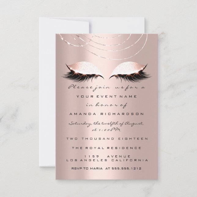 Spark Glitter Eyes Rose Gold  Bridal Sweet 16th Invitation (Front)