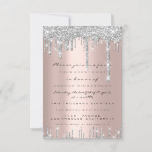 Spark Glitter Rose Silver Lux Bridal Sweet 16th Invitation