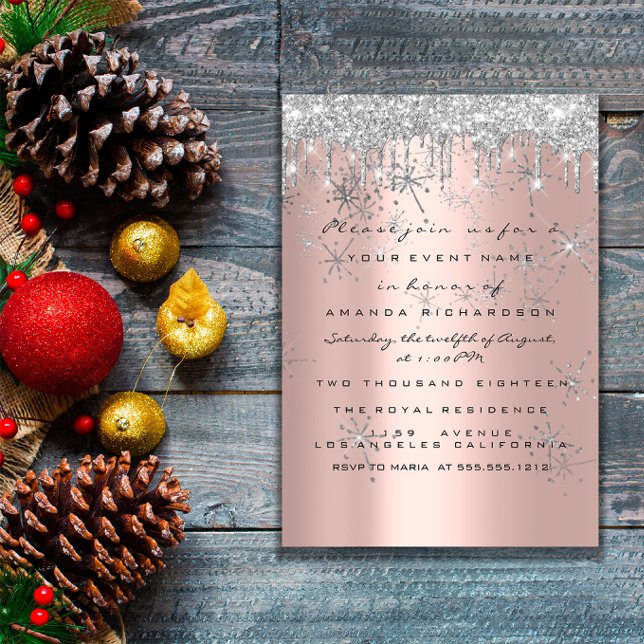 Spark Glitter Rose Silver Lux Bridal Sweet 16th Invitation (Spark Glitter Rose Silver Lux Bridal Sweet 16th Invitation)