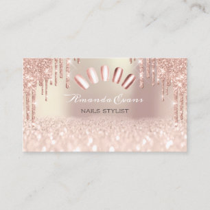 Spark Glitter Rose Spark Nails Artist Drips Appointment Card