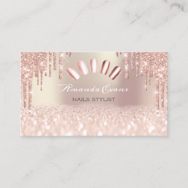 Spark Glitter Rose Spark Nails Artist Drips Appointment Card (Front)