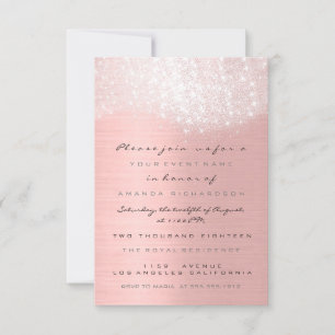 Spark Glitter White Rose Gold  Bridal Sweet 16th Invitation