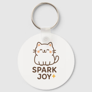 “Spark Joy Cat Keyring – Pastel Cute Aesthetic Gif