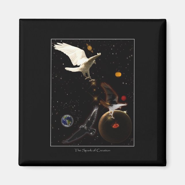 "Spark of Creation" White Raven Gifts Magnet (Front)