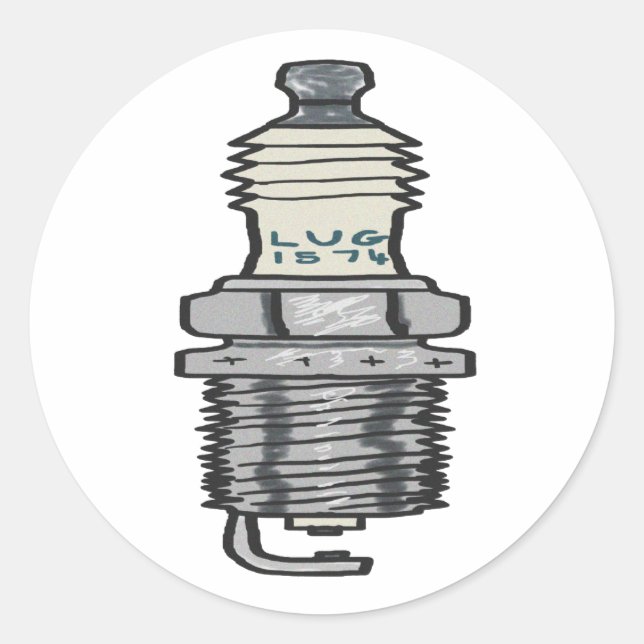Spark Plug Mechanic Classic Round Sticker (Front)