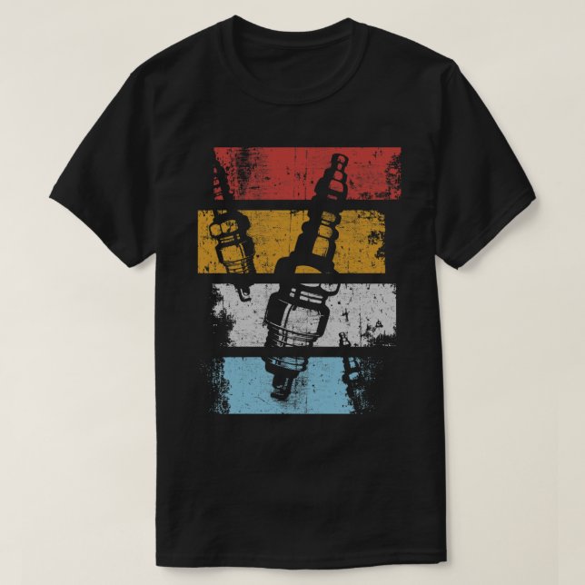 Spark Plug Retro Colours T-Shirt (Design Front)