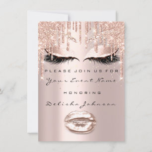 Spark Sweet 16th Drips Glitter Bridal Makeup  Lips Invitation