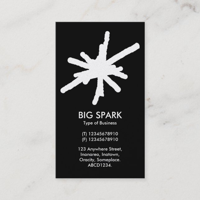 Spark - White on Black (Gold) Business Card (Front)