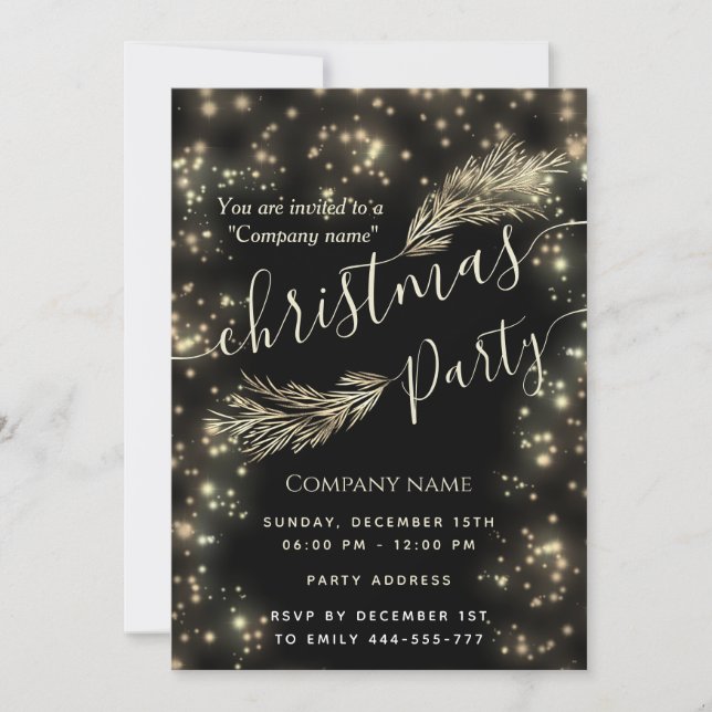 Sparke luxury pine branch corporate Christmas  Invitation (Front)