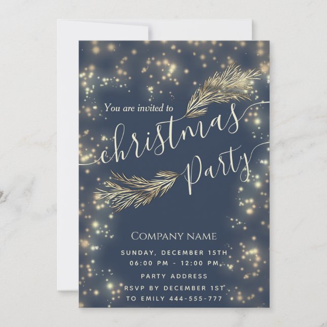 Sparke luxury pine branch corporate Christmas  Invitation (Front)