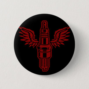 Sparking plug 6 cm round badge