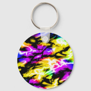 Sparking Up Yellow Black Blue Funky Bright Key Ring
