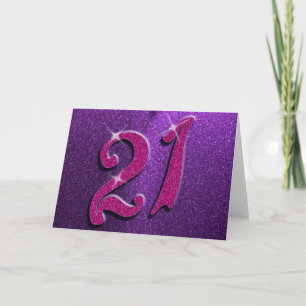 Sparkle 21st Pink and Purple Greeting Card