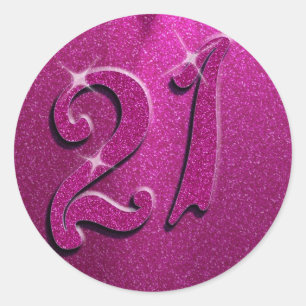Sparkle 21st Pink Birthday Party Stickers