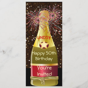 SPARKLE 50th Birthday WINE BOTTLE Invitation