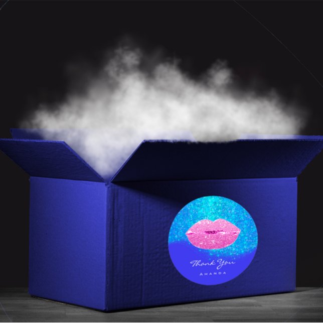 Sparkle and Celebrate with Sweet 16th -Bridal Pink Classic Round Sticker (Thank Name Sweet16th Bridal Pink Blue.Glitter Lips Classic Round Sticker)